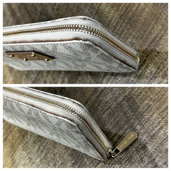 Michael Kors Jet Set vanilla monogram logo large zip wallet / wristlet - Picture 5 of 7